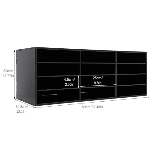 MhdunueSK Mailbox for Classroom 12 Slots, Mail Sorter Countertop Paper Organizer Storage, Student Mailbox for Classroom, Mail Organizer for Home Library Office Classroom(Black, 12 Slots)