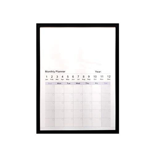 uhyOHF Whiteboard Magnetic Monthly Calendar Wall-Mounted Monthly Planning Board for Home Office Message Memo Itinerary Plan to-do Record(Size:60x90cm,Color:Black Wood Frame)(