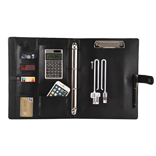 A4 File Folder Document Organizer Spiral 4 Ring Binder Manager Briefcase Office Portfolio Bag Clip (Color : As Shown, Size : One Size) (As Shown One Size)
