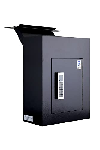 Protex Safe WDC-160E Black Wall/Door Through Heavy Duty Large Drop Box,for Keys, car remotes, Cash, Checks and envelopes, Pre-drilled mounting Holes, with Adjustable Chute,Digital Electronic Lock