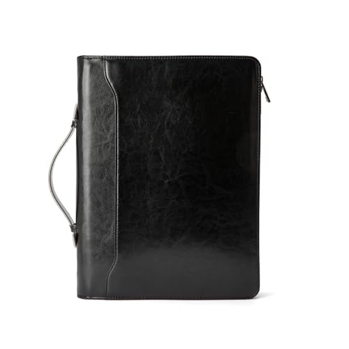 Geslun Vegan Leather Zippered Portfolio with Handle and Front Pocket