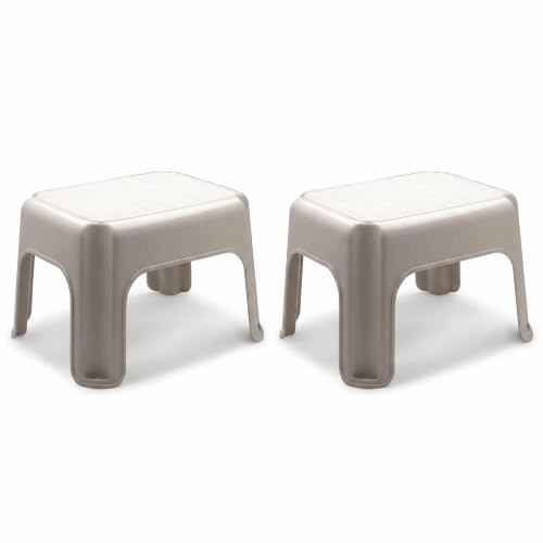 Rubbermaid Roughneck Plastic Step Stool, 300 lb Capacity, Bisque, 2-Pack