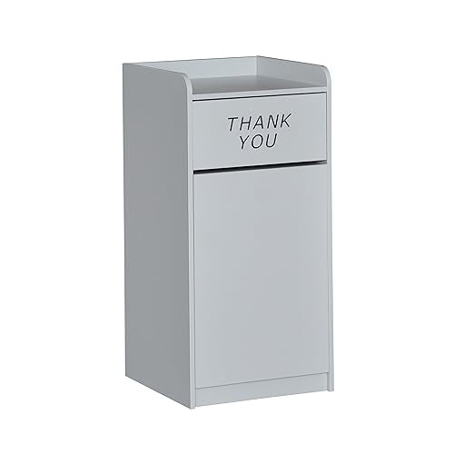 BizChair Laminate Wood Tray-Top Commercial Grade Trash Receptacle in Gray