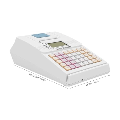 FONSOLUM 40 Keys Electronic Cash Register, Menu Based Control System Commercial Cash Register Money Register with Printer,10000 Plu,8-Bit Guest Display,128*64lcd for Small Businesses Supermarket,White