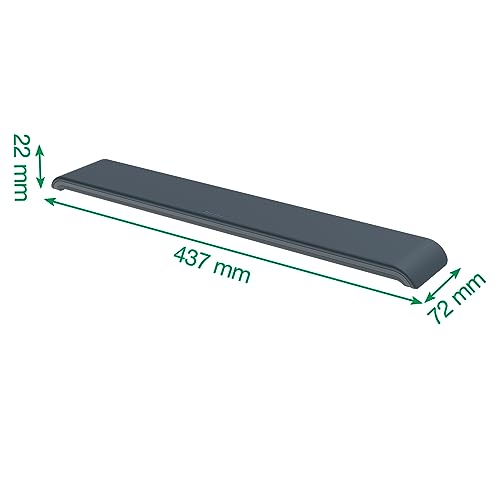 Leitz Ergo 65230089 Ergonomic Adjustable Keyboard Wrist Rest with Feather Rubber Padding, Suitable for Right and Left-Handed Users, 71 x 22 x 437 mm, Velvet Grey