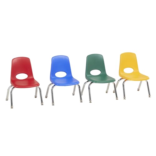 FDP 10" School Stack Chair with Swivel Glides, Assorted, 4-Pack