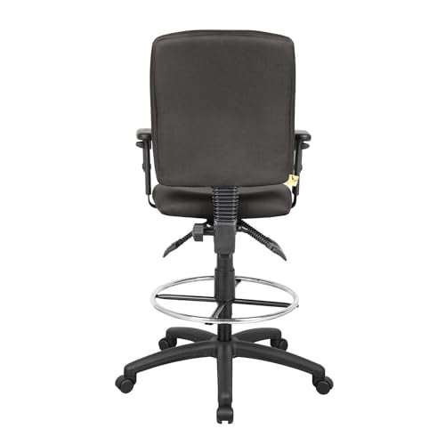 Benzara Jea Drafting Stool, Seat Tilt Lock, Adjustable Arms, Black Crepe