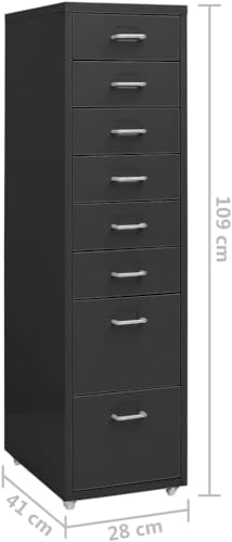 ELEFOCUS Furniture Set-Mobile File Cabinet Anthracite 28x41x109 cm Metal(Color:Default)