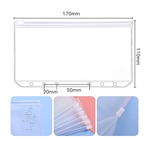 Clipboard Leather Notebook Binder Planner Budget Organizer with 12 Loose-leaf Zipper Bags for Office School Supplies Office Clipboard (Color : Transparent)