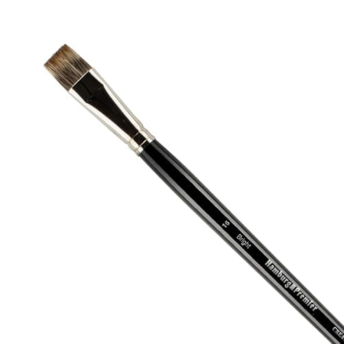 Creative Mark Hamburg Premiere Professional Oil Painting Brushes - Bright #16 Oil Paint Brush - Handmade in Germany, Natural & Synthetic Hair Blend, Long Triple-Lacquered Birch Handle