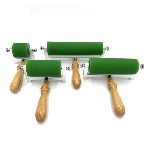 UILMLIO Rubber Brayer Roller for Printing, Ink Roller with Wooden Handle for Block Printing, Linocut and Relief Art Crafts 50mm*50mm (50mm*50mm)