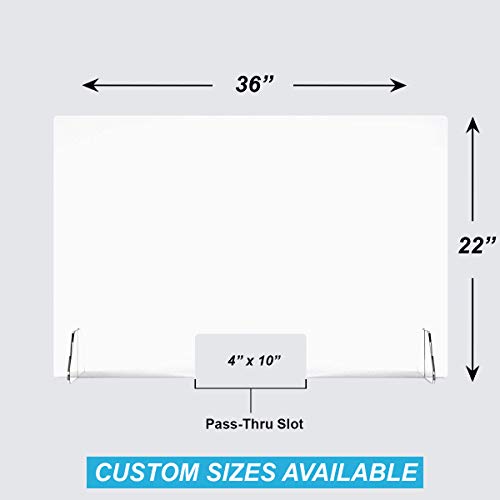 NapTags Clear Acrylic Sneeze Guard Shield for Counter and Desk, Business and Customer Safety (36" x 22")
