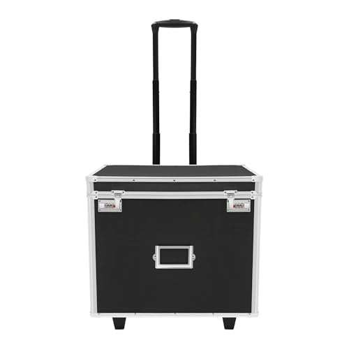 Locking Mobile Storage Box, Aluminum Storage Trunk, Business Case with Combination Lock Large Capacity Briefcase Security Lock Box for Personal Items Cash Laptop, 19.2 * 15 * 16 Inch, Black