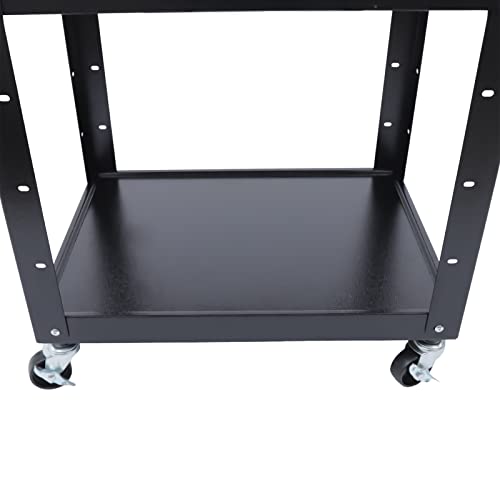Large AV Cart, 24 * 18 * 42In 66Lbs Load Cold Rolled Steel AV Carts Rectangular AV Car Large Capacity Audio Visual Carts w/3 Shelves&2 Keyboard Lay Brackets for Classrooms Offices Computer Rooms