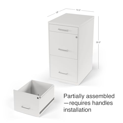 Staples 3-Drawer Vertical File Cabinet, Letter Size, Lockable, White