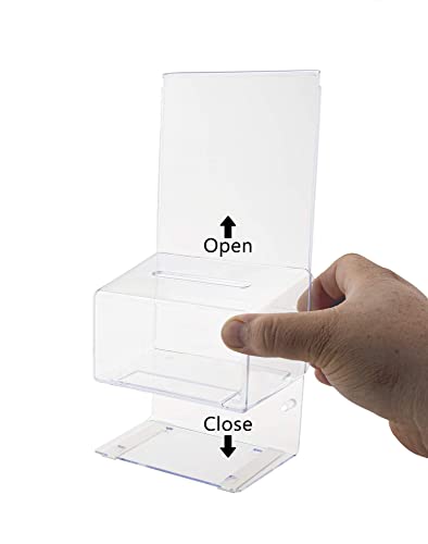 Marketing Holders 48 Pcs Acrylic Donation Box 5" Coin Collection Container with 5" x 7" Header Sign Holder Clear Acrylic Countertop Ballot Caddy