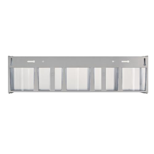 Deflecto Five-bin horizontal tilt bin storage system, 23-5/8w x 5-1/4d x 6-1/2h, Gray (20509B1PK)