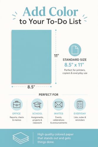 Colored Copy and Writing Printing Paper, 8.5"X11", 24/60 Pound, 500 Sheets Per Ream. (5000, Blue)