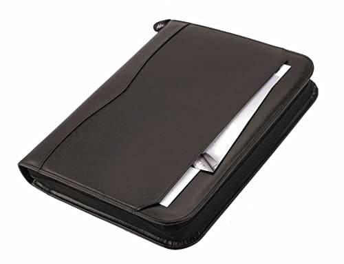 Alassio 30027 Reggio Ring Binder DIN A4 Approx. 36 x 28 x 5 cm Black/Fine Touch Imitation with Calculator and Pad A4