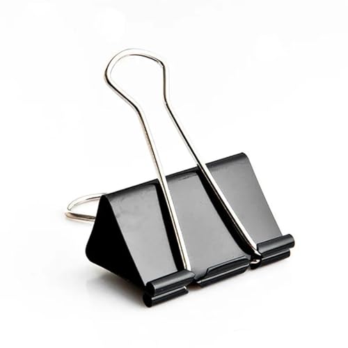BMXIAJW 100PCS/lot Paper Binder Clips 41/32/25/19/15mm Foldback Metal Black Grip Clamps Office School Stationery Paper Document(41mm)