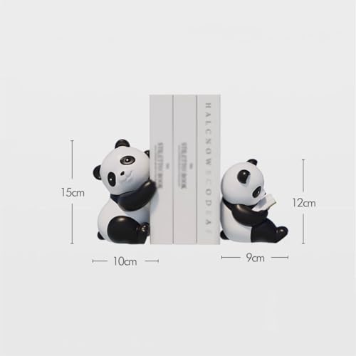 Book Organizer Panda Book Ends Decorative Resin Bookends 1 Pair - for Shelves Sturdy Stop for Home Office School