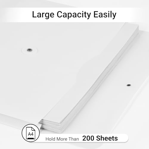 WORPSON Plastic Expandable Envelopes Files Document Folders, for Letter A4 Size, with String Tie Closure - 1-1/4 Inch Expansion - for School Office & Home (White, Horizontal)