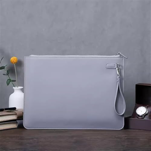 PU leather document pouch, Leather Document Holder Envelope Wallet File Folder Organizer 250x345mm Multicolor PU A4 Business Briefcase Storage Bag(Gray)