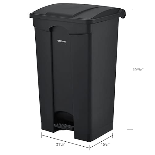 Global Industrial Indoor Rectangular Step On Trash Can with Flat Lid,