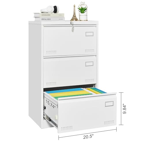 WYMCHMSX Locking,Filing Cabinet,Storage Cabinet,Metal, 3 Drawer, Home Office
