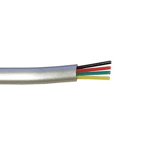 NAC Wire and Cables 100 Ft Telephone Cable Cord Flat Silver Satin 4 Conductor Bulk 26 AWG Copper Stranded 4C Modular Line Audio Data Signal Telephone Jack Line