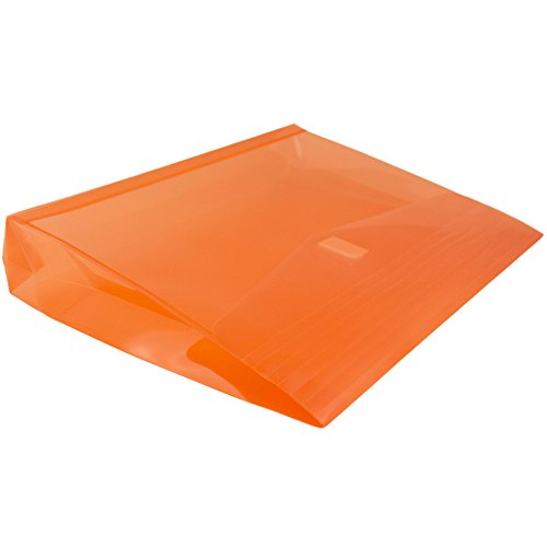 JAM PAPER Plastic Expansion Envelopes with Hook & Loop Closure - Letter Booklet - 9 3/4 x 13 with 2 Inch Expansion - Orange - 12/Pack