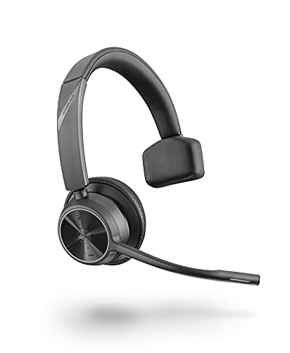 Poly - Voyager 4310 UC Wireless Headset (Plantronics) - Single-Ear Headset w/Mic - Connect to PC/Mac via USB-C Bluetooth Adapter, Cell Phone via Bluetooth - Works with Teams (Certified), Zoom & More