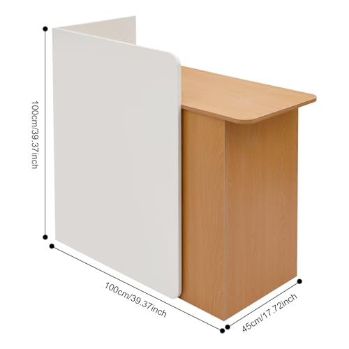 CeRaBuRET Reception Desk with LED Light and 2 Locking Drawers, Modern Front Desk Reception Room Table with Cable Hole, 39.37in Retail Counter for Checkout, Lobby, Beauty Salon, Office Home