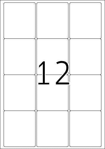 TopStick 8726 Multi-Purpose Labels, 12 Labels Per A4 Sheet, 63.5 x 72 mm, 12000 Labels, Self Adhesive, Stickers for Laser and Inkjet Printers, White