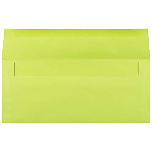 JAM PAPER #10 Business Colored Envelopes - 4 1/8 x 9 1/2 - Ultra Lime Green - Bulk 1000/Carton