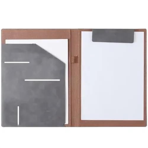 Filing Folder A4 Leather Office File Folder for Bills Documents Storage Convenient for Business Travel Hotel Notes to-do Lists Office Supplies(Gris)