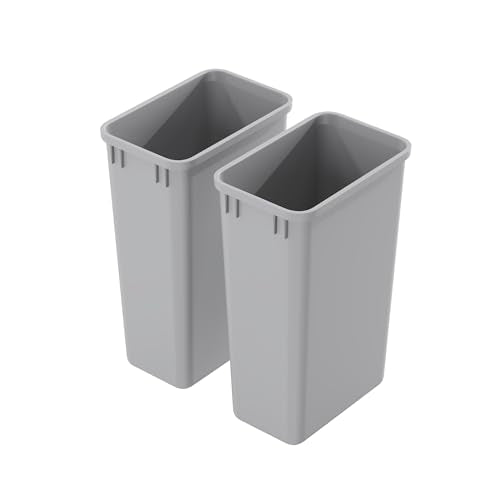 Dowell 50Qt Waste Trash Container, 13Gal, Plastic, Stackable, for Kitchen/Bathroom/Office, Tall Trash Can 22-3/8"H (Grey 4000 50 04-2 Pack)