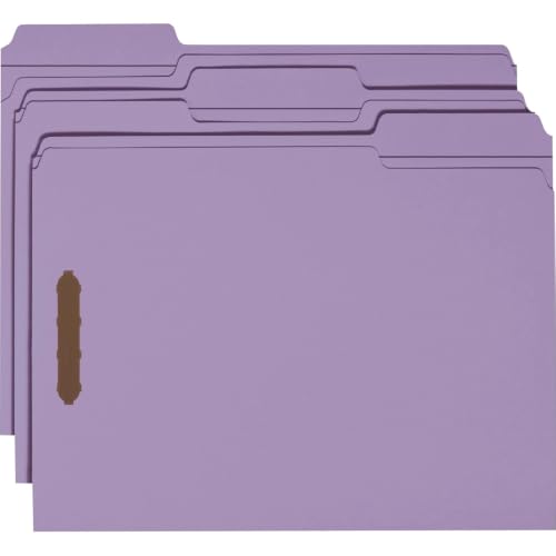 Smead Top Tab Colored 2-Fastener Folders, 1/3-Cut Tabs, Letter Size, Lavender, 50/Box