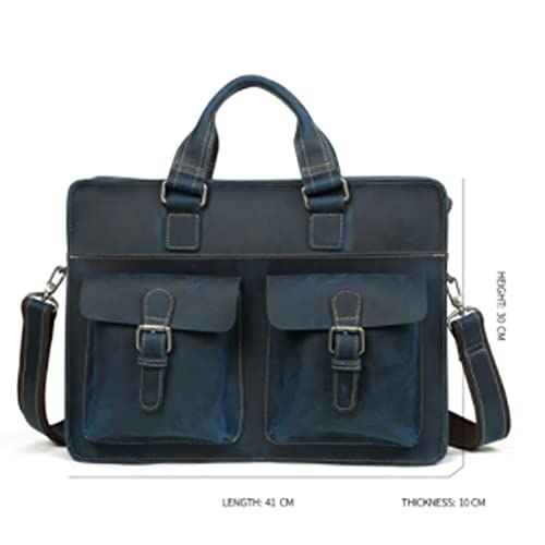 Men's Shoulder Bags Vintage Men's Cow Genuine Leather Briefcase Crazy Horse Leather Messenger Bag Male Laptop Bag Men Business Travel Bag,C
