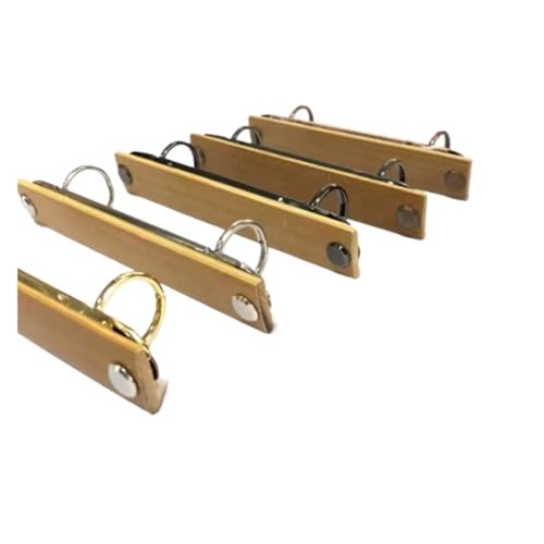 Ring Clips 8pcs A7 Detachable Buckle Loose-Leaf Binder Strip with Bamboo Back Panel 2 Holes Metal Ring Binder Clips for Handbook Album Notebook(Red Bronze)