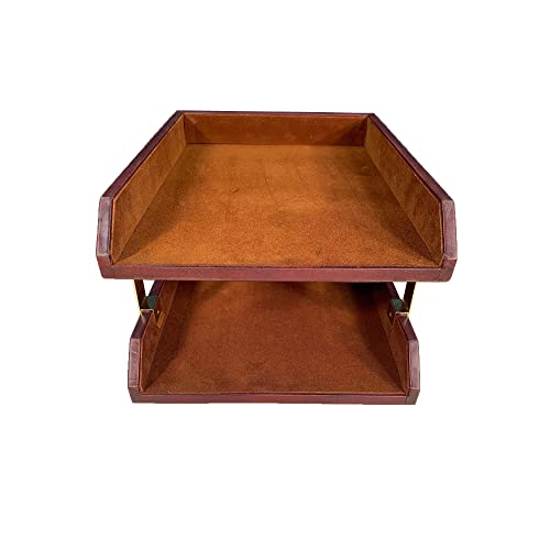 Dacasso Mocha Leather Double Letter Tray (A3020)