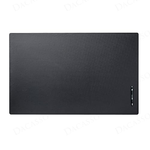 Dacasso 38" x 24" Black Leatherette Luxury Desk Pad Blotter w/Out Side Rails for Writing - Executive Desk Surface Protector & Essential Office Decor