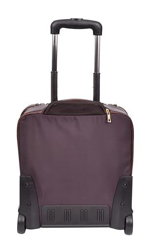 A1 FASHION GOODS Premium Leather Pilot Case Wheeled Briefcase Business Travel Laptop Bag Multi Zip Pockets A51, Brown, M, Pilot Case