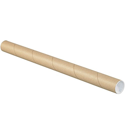 Caja Shipping Mailing Tubes with Caps, 1 1/2" x 48", Kraft, 50/Case