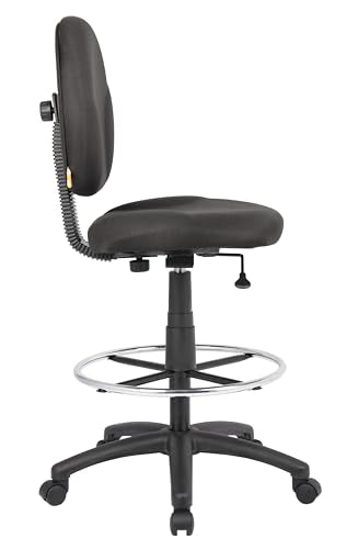 Boss Office Products Stand Up Fabric Drafting Stool Without Arms in Black (B1690-BK)