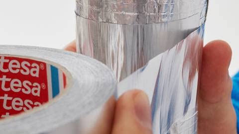 tesa Professional Aluminium Foil Tape for Repairing Ducts and Gutters, 50 mm x 25 m - 6 Rolls