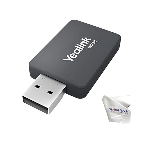 Yealink WF50 V1 USB WiFi Dongle for Yealink Desk Phones Only, Not for PC, Not for Laptops, No Bluetooth, Compatible with T42U/T43U/T46U/T48U/T73U/T74U/T77U T53/MP54/MP56, Global Teck Cloth