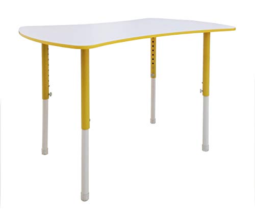 FixtureDisplays® Adjustable Height Preschool Activity Table Collaborative Desk Bow Tie Shape Preschool Table 18538-YELLOW