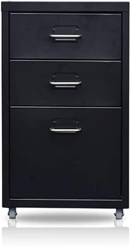 JDXQBLD Three Layer Drawer File Cabinet, Office and Household Storage Cabinet, Metal Storage Vertical File Cabinet,Noir-Three Pumping