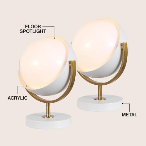 JONATHAN Y Orion 12" Adjustable Orb Metal Lamp, White/Brass Gold, Set of 2